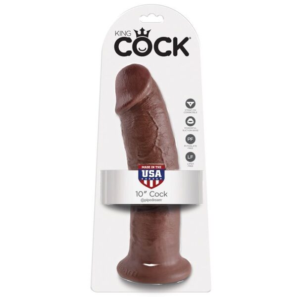 Imagen del artículo erótico KING COCK - 10 PENE MARRÓN 25.4 CM de KING COCK en la sección JUGUETES BIENESTAR |Dildos sin Vibración|Penes realisticos de Millenial Sexshop.