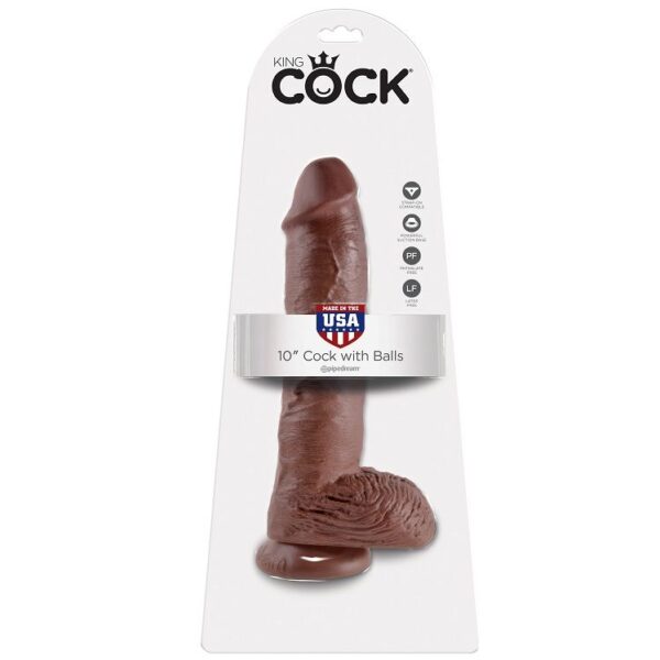 Imagen del artículo erótico KING COCK - 10 PENE REALÍSTICO MARRÓN 26.5 CM de KING COCK en la sección JUGUETES BIENESTAR |Dildos sin Vibración|Penes realisticos de Millenial Sexshop.