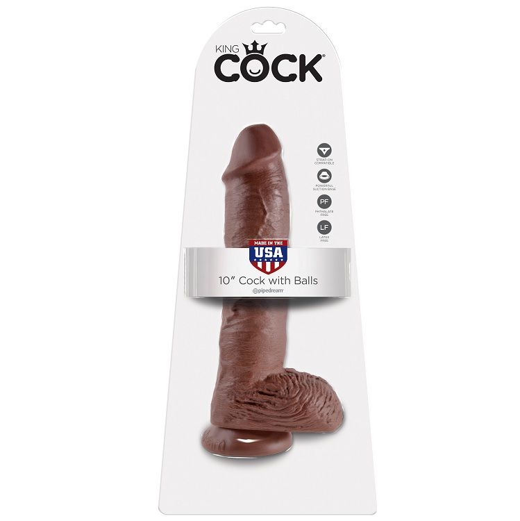 Imagen del artículo erótico KING COCK - 10 PENE REALÍSTICO MARRÓN 26.5 CM de KING COCK en la sección JUGUETES BIENESTAR |Dildos sin Vibración|Penes realisticos de Millenial Sexshop.