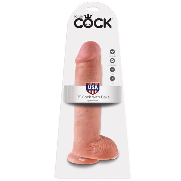 Imagen del artículo erótico KING COCK - 11 PENE REALÍSTICO NATURAL 28 CM de KING COCK en la sección JUGUETES BIENESTAR |Dildos sin Vibración|Penes realisticos de Millenial Sexshop.