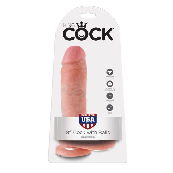 Imagen del artículo erótico KING COCK - 8 PENE REALÍSTICO NATURAL 20.3 CM de KING COCK en la sección JUGUETES BIENESTAR |Dildos sin Vibración|Penes realisticos de Millenial Sexshop.