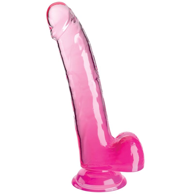 Imagen del artículo erótico KING COCK - CLEAR DILDO CON TESTÍCULOS 20.3 CM ROSA de KING COCK en la sección JUGUETES BIENESTAR |Dildos sin Vibración|Dildos para Arneses de Millenial Sexshop.