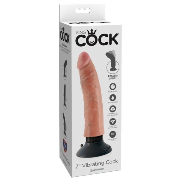 Imagen del artículo erótico KING COCK - DILDO VIBRADOR 17.78 CM NATURAL de KING COCK en la sección JUGUETES BIENESTAR |Vibradores|Vibradores Realisticos de Millenial Sexshop.
