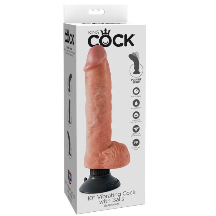 Imagen del artículo erótico KING COCK - DILDO VIBRADOR CON TESTÍCULOS 25.5 CM COLOR NATURAL de KING COCK en la sección JUGUETES BIENESTAR |Vibradores|Vibradores Realisticos de Millenial Sexshop.