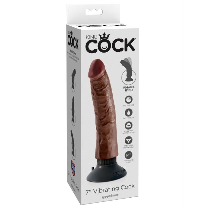 Imagen del artículo erótico KING COCK - DILDO VIBRADOR MARRÓN 17.78 CM de KING COCK en la sección JUGUETES BIENESTAR |Vibradores|Vibradores Realisticos de Millenial Sexshop.