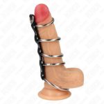Imagen del artículo erótico KINK - 5 ANILLOS PENE METAL 3.2 CM A 5 CM CONECTADOS POR POLIPIEL de KINK RING POWER en la sección BDSM & BONDAGE |Artículos BDSM|Anillas pene metal BDSM de Millenial Sexshop.