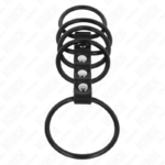 KINK - 5 ANILLOS PENE SILICONA 3.8 CM A 4.8 CM CONECTADOS POR CUERO - Imagen 4