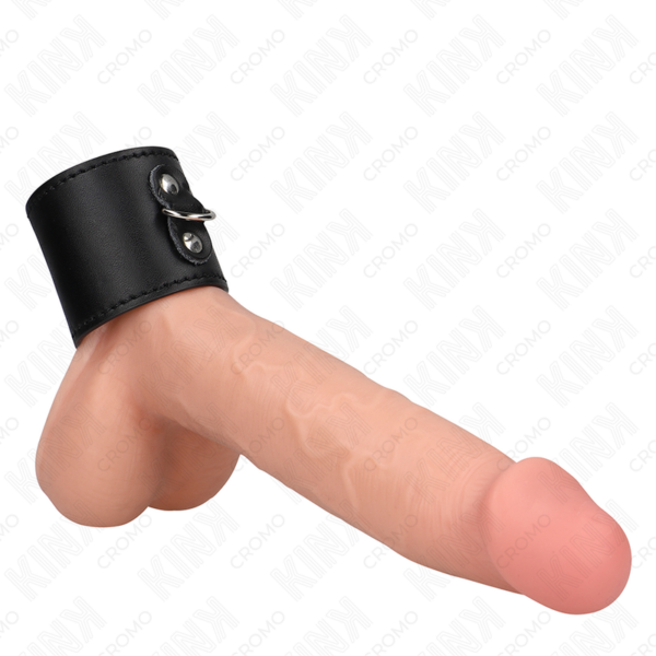 Imagen del artículo erótico KINK - ANILLO PENE CUERO CON CIERRE A PRESIÓN 18 X 5 CM de KINK RING POWER en la sección BDSM & BONDAGE |Artículos BDSM|Anillas pene metal BDSM de Millenial Sexshop.