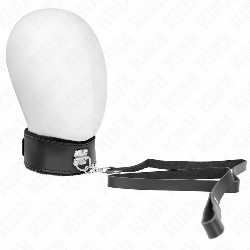 Imagen del artículo erótico KINK - COLLAR CON CORREA 116 CM DE PIEL NEGRO AJUSTABLE 40-48 CM X 6 CM de KINK COLLAR & GAG en la sección BDSM & BONDAGE |Bondage|Collares de Millenial Sexshop.