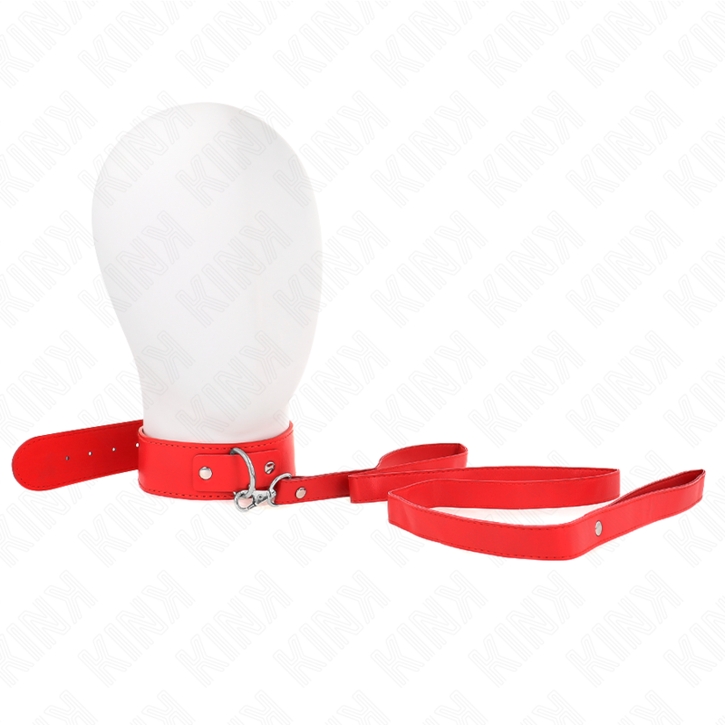 Imagen del artículo erótico KINK - COLLAR CON CORREA 116 CM FINO ROJO AJUSTABLE 32-50 CM X 8 CM de KINK COLLAR & GAG en la sección BDSM & BONDAGE |Bondage|Collares de Millenial Sexshop.