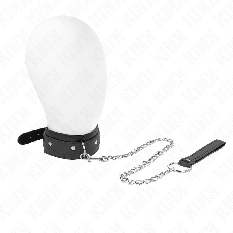 Imagen del artículo erótico KINK - COLLAR CON CORREA 65 CM 1 ANILLO AJUSTABLE 38-49 CM X 5 CM de KINK COLLAR & GAG en la sección BDSM & BONDAGE |Bondage|Collares de Millenial Sexshop.