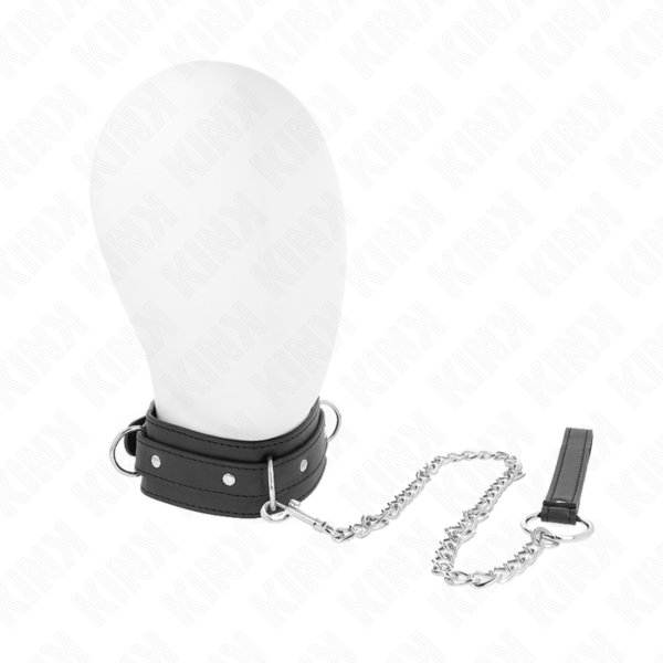 Imagen del artículo erótico KINK - COLLAR CON CORREA 65 CM 3 ANILLOS MODELO 1 AJUSTABLE 38-49 CM X 5 CM de KINK COLLAR & GAG en la sección BDSM & BONDAGE |Bondage|Collares de Millenial Sexshop.