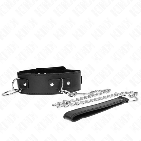 Imagen del artículo erótico KINK - COLLAR CON CORREA 65 CM 3 ANILLOS MODELO 2 AJUSTABLE 36-43 CM X 5 CM de KINK COLLAR & GAG en la sección BDSM & BONDAGE |Bondage|Collares de Millenial Sexshop.
