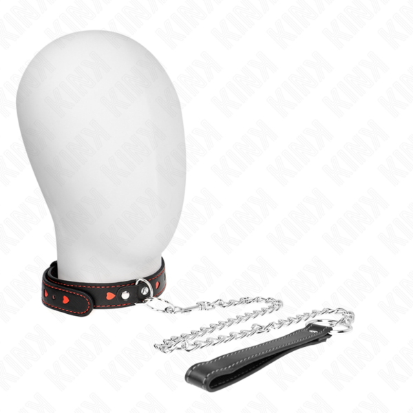 Imagen del artículo erótico KINK - COLLAR CON CORREA 65 CM DETALLES CORAZÓN 52.5 X 2.5 CM de KINK COLLAR & GAG en la sección BDSM & BONDAGE |Bondage|Collares de Millenial Sexshop.