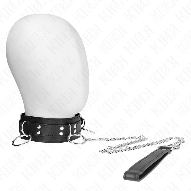 Imagen del artículo erótico KINK - COLLAR CON CORREA 80 CM ESCLAVITUD 3 ANILLOS 53 X 5 CM de KINK COLLAR & GAG en la sección BDSM & BONDAGE |Bondage|Collares de Millenial Sexshop.