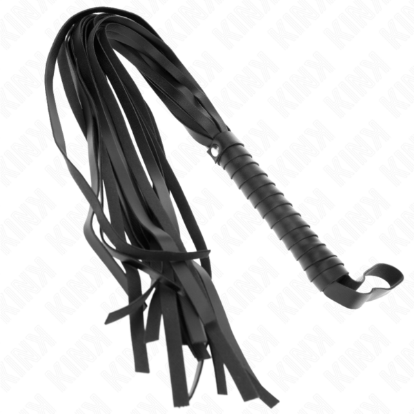 Imagen del artículo erótico KINK - LÁTIGO DE COLA LARGA Y MANGO CORTO NEGRO 70 CM de KINK IMPACT & TOUCH en la sección BDSM & BONDAGE |Artículos BDSM|Látigos BDSM de Millenial Sexshop.