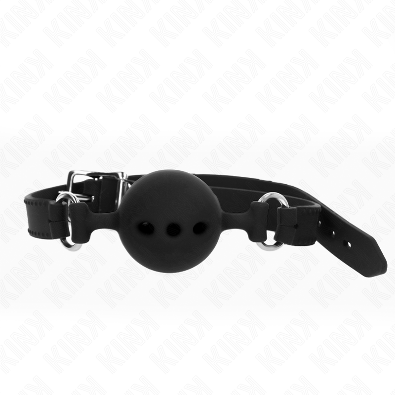 Imagen del artículo erótico KINK - MORDAZA 55 x 2 CM DE BOLA 5 CM DE SILICONA COMPLETA TALLA L NEGRO AJUSTABLE 35-51 CM de KINK COLLAR & GAG en la sección BDSM & BONDAGE |Bondage|Mordazas de Millenial Sexshop.