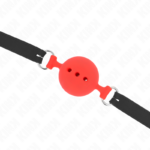 KINK - MORDAZA 55 x 2 CM DE BOLA 5 CM DE SILICONA COMPLETA TALLA L ROJO AJUSTABLE 35-51 CM - Imagen 5