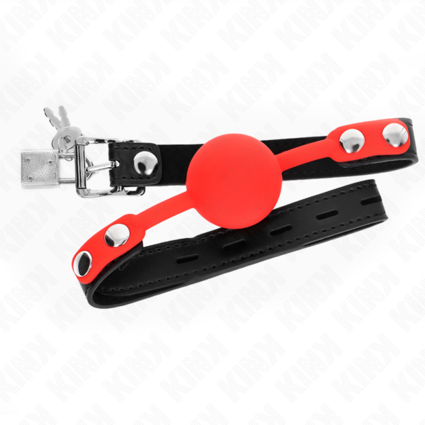 Imagen del artículo erótico KINK - MORDAZA DE BOLA 4 CM DE SILICONA CON CANDADO 60 x 2 CM de KINK COLLAR & GAG en la sección BDSM & BONDAGE |Bondage|Mordazas de Millenial Sexshop.