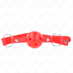 KINK - MORDAZA DE BOLA 4 CM TRANSPIRABLE CON DOBLE REMACHE MODELO 1 ROJO 62 x 2.5 CM AJUSTABLE 42-58 CM - Imagen 3