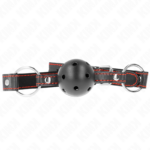 Imagen del artículo erótico KINK - MORDAZA DE BOLA 4.5 CM NEGRA DURA HUECA MODELO 2 65 x 2.5 CM de KINK COLLAR & GAG en la sección BDSM & BONDAGE |Bondage|Mordazas de Millenial Sexshop.
