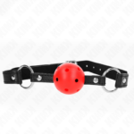 Imagen del artículo erótico KINK - MORDAZA DE BOLA 4.5 CM ROJA DURA HUECA MODELO 1 63.5 X 2 CM de KINK COLLAR & GAG en la sección BDSM & BONDAGE |Bondage|Mordazas de Millenial Sexshop.