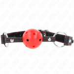 Imagen del artículo erótico KINK - MORDAZA DE BOLA 4.5 CM ROJA DURA HUECA MODELO 2 65 x 2.5 CM de KINK COLLAR & GAG en la sección BDSM & BONDAGE |Bondage|Mordazas de Millenial Sexshop.