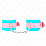 Imagen del artículo erótico KINK - MUÑEQUERAS CHIC AZUL / ROSA AJUSTABLE 16-28 CM X 5 CM de KINK WRIST RESTRAINT en la sección BDSM & BONDAGE |Bondage|Esposas de fijación de Millenial Sexshop.