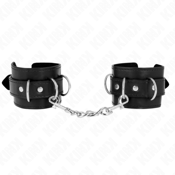 Imagen del artículo erótico KINK - MUÑEQUERAS CON 3 ANILLAS EN D AJUSTABLE NEGRO 17.5-25 CM X 6 CM de KINK WRIST RESTRAINT en la sección BDSM & BONDAGE |Bondage|Esposas de fijación de Millenial Sexshop.