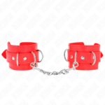 Imagen del artículo erótico KINK - MUÑEQUERAS CON 3 ANILLAS EN D AJUSTABLE ROJO 17.5-25 CM X 6 CM de KINK WRIST RESTRAINT en la sección BDSM & BONDAGE |Bondage|Esposas de fijación de Millenial Sexshop.