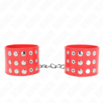 Imagen del artículo erótico KINK - MUÑEQUERAS CON CIERRE A PRESIÓN AJUSTABLE ROJO 19-24 CM X 5.5 CM de KINK WRIST RESTRAINT en la sección BDSM & BONDAGE |Bondage|Esposas de fijación de Millenial Sexshop.