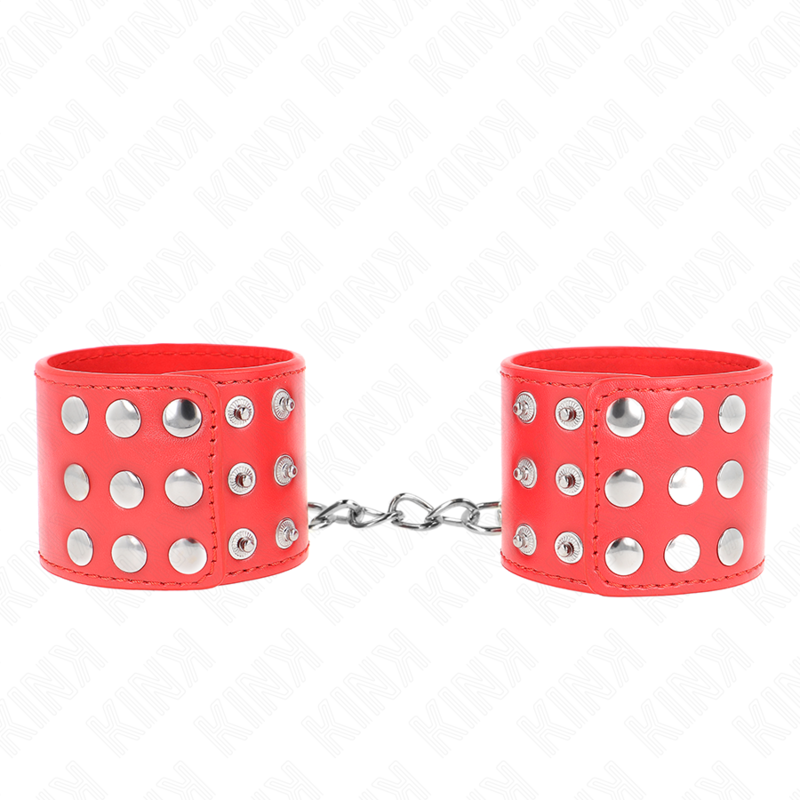 Imagen del artículo erótico KINK - MUÑEQUERAS CON CIERRE A PRESIÓN AJUSTABLE ROJO 19-24 CM X 5.5 CM de KINK WRIST RESTRAINT en la sección BDSM & BONDAGE |Bondage|Esposas de fijación de Millenial Sexshop.