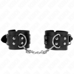 Imagen del artículo erótico KINK - MUÑEQUERAS CON DOBLE LÍNEA DE TACHUELAS NEGRO AUSTABLE 19-26 CM de KINK WRIST RESTRAINT en la sección BDSM & BONDAGE |Bondage|Esposas de fijación de Millenial Sexshop.