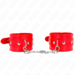 Imagen del artículo erótico KINK - MUÑEQUERAS CON TACHUELAS ROJO AJUSTABLE 23-33 CM de KINK WRIST RESTRAINT en la sección BDSM & BONDAGE |Bondage|Esposas de fijación de Millenial Sexshop.