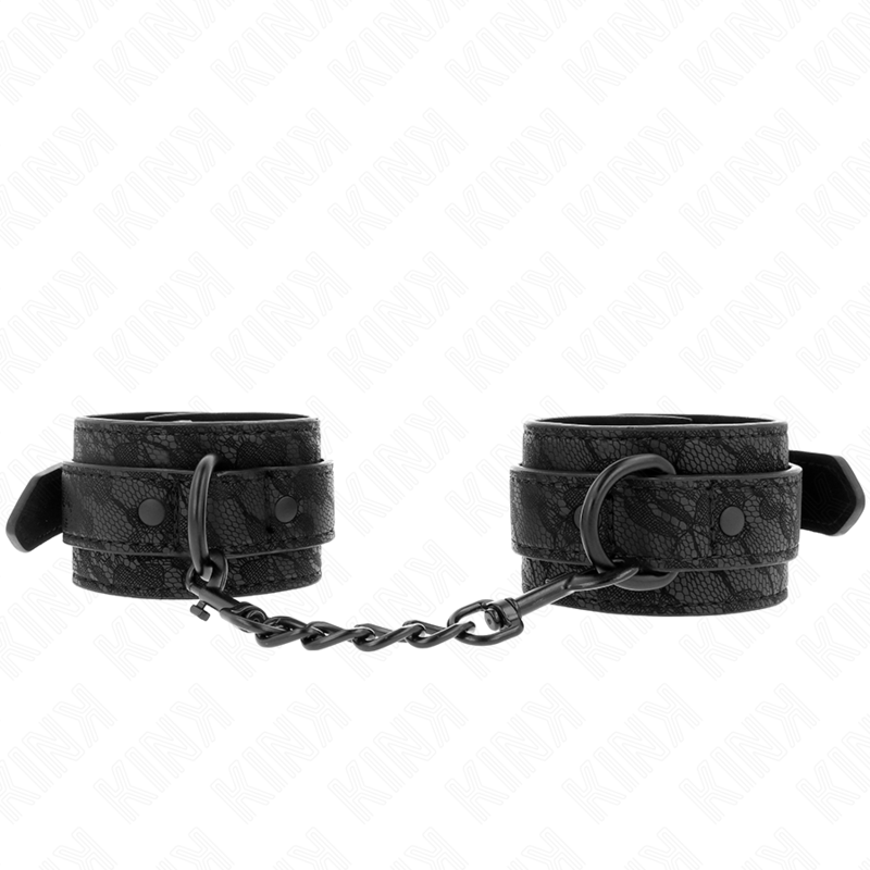 Imagen del artículo erótico KINK - MUÑEQUERAS DE ENCAJE AJUSTABLE NEGRO 19-26 CM de KINK WRIST RESTRAINT en la sección BDSM & BONDAGE |Bondage|Esposas de fijación de Millenial Sexshop.
