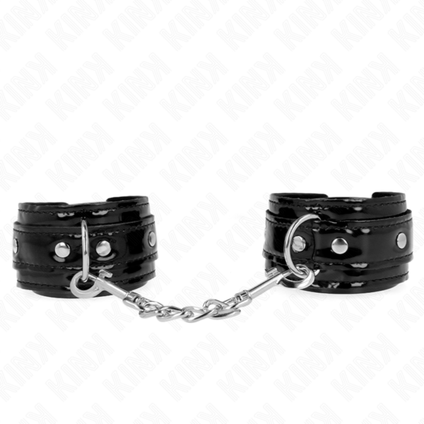 Imagen del artículo erótico KINK - MUÑEQUERAS DE NEOPRENO BRILLANTE AJUSTABLE 17-24 CM X 4.5 CM de KINK WRIST RESTRAINT en la sección BDSM & BONDAGE |Bondage|Esposas de fijación de Millenial Sexshop.