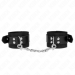 Imagen del artículo erótico KINK - MUÑEQUERAS DE NYLON NEGRO CON CORREA CUERO NEGRO AJUSTABLE 19-29 CM X 5.1 CM de KINK WRIST RESTRAINT en la sección BDSM & BONDAGE |Bondage|Esposas de fijación de Millenial Sexshop.