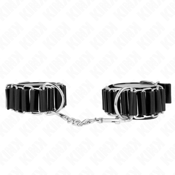 Imagen del artículo erótico KINK - MUÑEQUERAS FINAS EN FORMA DE BISAGRA NEGRO AJUSTABLE 16-22 CM X 3.5 CM de KINK WRIST RESTRAINT en la sección BDSM & BONDAGE |Bondage|Esposas de fijación de Millenial Sexshop.