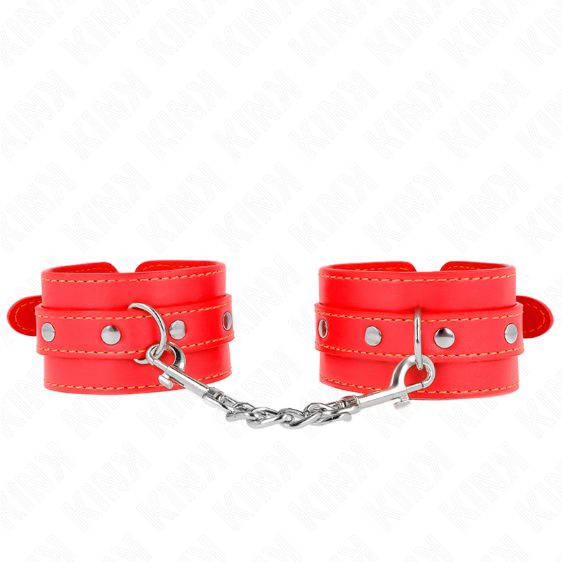 Imagen del artículo erótico KINK - MUÑEQUERAS FINAS ROJO AJUSTABLE 21-33 CM de KINK WRIST RESTRAINT en la sección BDSM & BONDAGE |Bondage|Esposas de fijación de Millenial Sexshop.