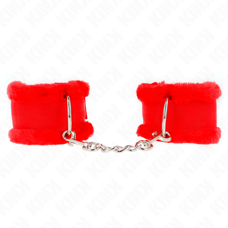 Imagen del artículo erótico KINK - MUÑEQUERAS FORRADA ROJO AJUSTABLE 17-31 CM X 7 CM de KINK WRIST RESTRAINT en la sección BDSM & BONDAGE |Bondage|Esposas de fijación de Millenial Sexshop.