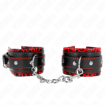 Imagen del artículo erótico KINK - MUÑEQUERAS FORRADAS ROJO / NEGRO AJUSTABLE 17-29 CM X 6 CM de KINK WRIST RESTRAINT en la sección BDSM & BONDAGE |Bondage|Esposas de fijación de Millenial Sexshop.