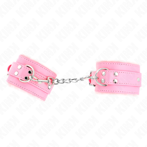 Imagen del artículo erótico KINK - MUÑEQUERAS FORRADAS ROSA CON CORREA ROSA AJUSTABLE 20-29 CM X 5.5 CM de KINK WRIST RESTRAINT en la sección BDSM & BONDAGE |Bondage|Esposas de fijación de Millenial Sexshop.