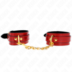 Imagen del artículo erótico KINK - MUÑEQUERAS JOANNA ANGEL ROJO AJUSTABLE CON CADENA DORADO 16.5-26 CM X 4 CM de KINK WRIST RESTRAINT en la sección BDSM & BONDAGE |Bondage|Esposas de fijación de Millenial Sexshop.