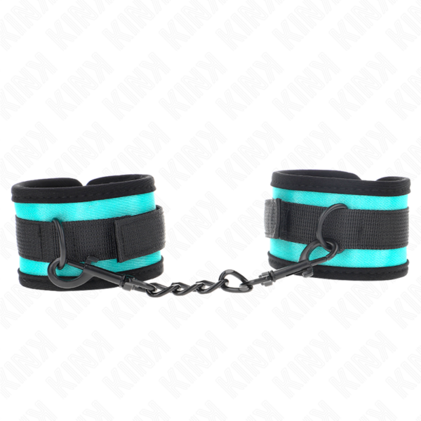 Imagen del artículo erótico KINK - MUÑEQUERAS NEGRO-AZUL AJUSTABLE 18-32 CM X 5 CM de KINK WRIST RESTRAINT en la sección BDSM & BONDAGE |Bondage|Esposas de fijación de Millenial Sexshop.