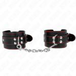 Imagen del artículo erótico KINK - MUÑEQUERAS NEGRO CON DETALLES EN ROJO AJUSTABLE 20-28 CM X 5.5 CM de KINK WRIST RESTRAINT en la sección BDSM & BONDAGE |Bondage|Esposas de fijación de Millenial Sexshop.