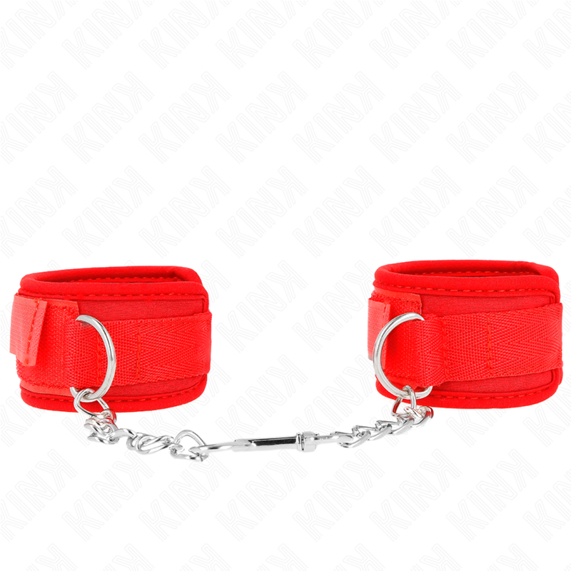 Imagen del artículo erótico KINK - MUÑEQUERAS NEOPRENO ROJO 42 X 5 CM de KINK WRIST RESTRAINT en la sección BDSM & BONDAGE |Bondage|Esposas de fijación de Millenial Sexshop.