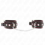 Imagen del artículo erótico KINK - MUÑEQUERAS PEQUEÑA NEGRO CON DETALLES EN ROJO AJUSTABLE 14-24 CM X 3.5 CM de KINK WRIST RESTRAINT en la sección BDSM & BONDAGE |Bondage|Esposas de fijación de Millenial Sexshop.