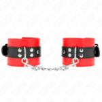 Imagen del artículo erótico KINK - MUÑEQUERAS ROJO CON CORREA NEGRO AJUSTABLE 17-28 CM X 6 CM de KINK WRIST RESTRAINT en la sección BDSM & BONDAGE |Bondage|Esposas de fijación de Millenial Sexshop.