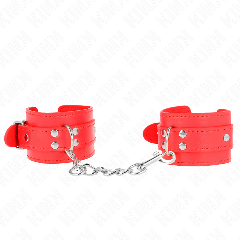 Imagen del artículo erótico KINK - MUÑEQUERAS SENCILLAS ROJO AJUSTABLE 20-23 CM X 5.5 CM de KINK WRIST RESTRAINT en la sección BDSM & BONDAGE |Bondage|Esposas de fijación de Millenial Sexshop.