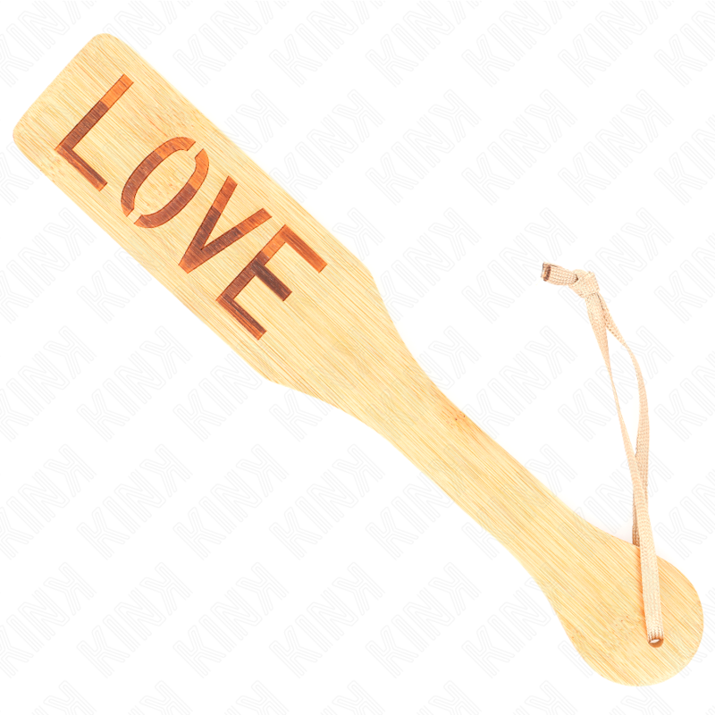Imagen del artículo erótico KINK - PALA DE BAMBÚ PALABRA LOVE 32 X 5.5 CM de KINK IMPACT & TOUCH en la sección BDSM & BONDAGE |Artículos BDSM|Palas BDSM de Millenial Sexshop.